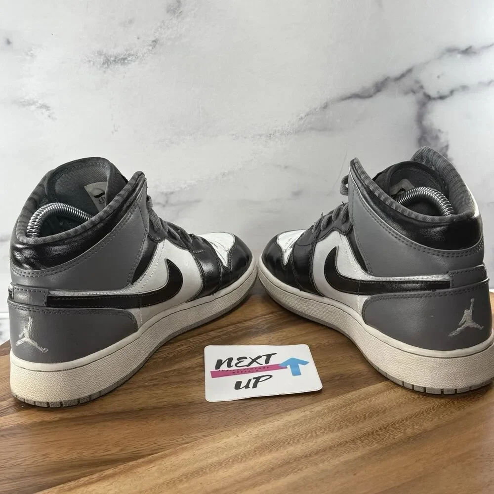 Youth size 6.5-Nike Air Jordan Mid Black Grey White Sneakers Shoes Big Boys